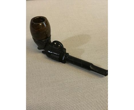 Vintage Bakelite Revolver Gun Smoking Pipe 
