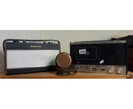 An old microphone, A Roberts radio &amp;  Marconi phone COLLECT ONLY 