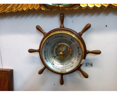 A shortland&nbsp;aneroid barometer in form of a ships wheel Collect only