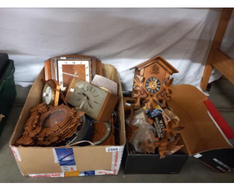 A box of vintage clocks &amp; clock parts COLLECT ONLY