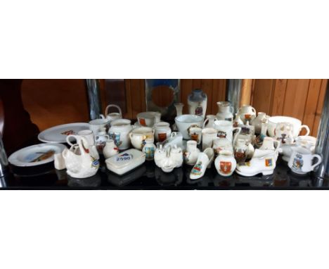 A good selection of crested china including Arcadian, Shelley and Goss