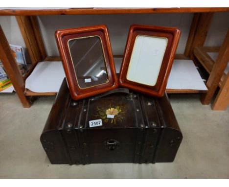 A wooden case as a trunk &amp; 2 wooden frames COLLECT ONLY