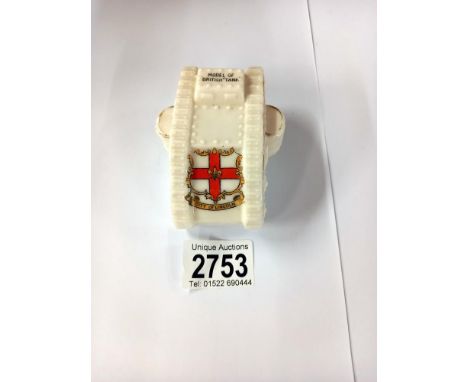 A vintage Willow art Lincoln crested china tank