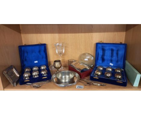 A boxed 1996 Jackson pewter hip flask &amp; silver plated goblet sets etc.