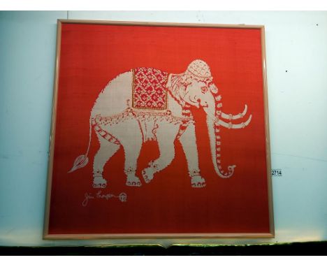 A signed silk screen print of an elephant 67cm x 67cm collect only 