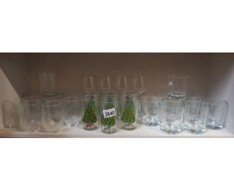 A shelf of drinking glasses Collect Only