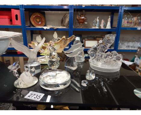 A selection of crystal glass ornaments etc including Caithness, Goebel eagle, Nachtmann etc.