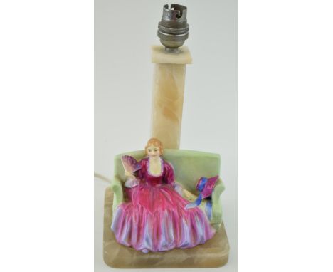 Royal Doulton Sweet and Twenty table lamp, alabaster base, untested, 23cm tall.  In good condition with no obvious damage or 