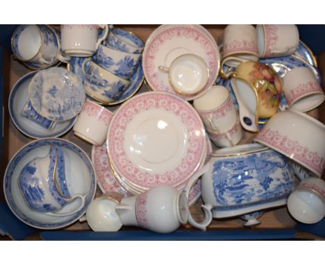 Pottery to include an Aynsley Orchard Gold cream jug, an early Aynsley pink part tea service with a collection of various blu