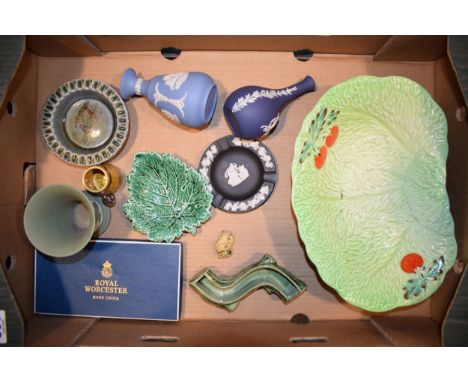 A collection of Wedgwood Jasperware items to include cobalt, blue, green and black items together with Wade, Beswick and Roya