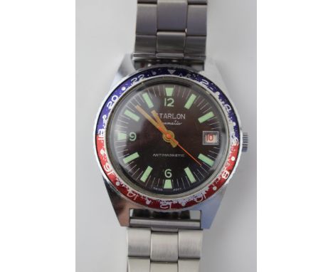 A vintage gentleman's 'Starlon' Seamatic wristwatch. manual winding movement. Stainless steel bracelet. Case diameter 38mm.  