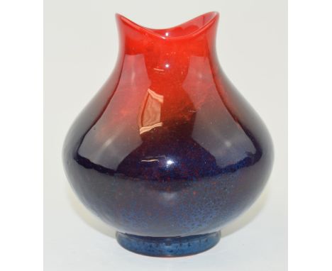 Royal Doulton Flambe vase with rich colours, 11cm tall.  In good condition with no obvious damage or restoration. Light surfa