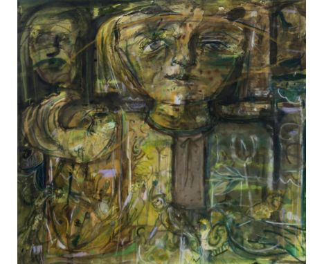 † JOYCE W CAIRNS PRSA RSW (SCOTTISH B.1947) DEEP IN THE MIND'S MAZE Mixed media on paper, signed and inscribed on label verso