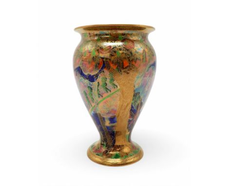 DAISY MAKEIG-JONES FOR WEDGWOOD - IMPS ON A BRIDGE a Flame Fairyland lustre vase, shape no 2351, Z5360, 23cm high Condition R