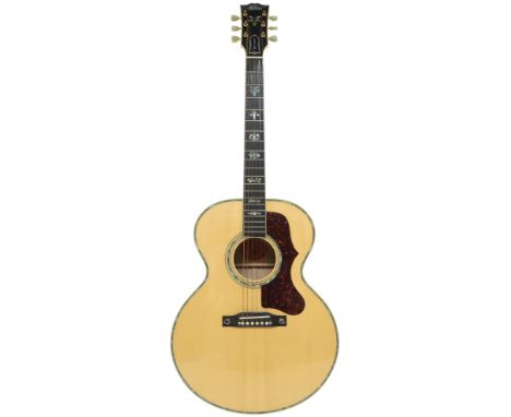 GIBSON J-185 CUSTOM 1998 Custom Built with maple back and sides, spruce top, ebony fretboard with decorative abalone leaf and