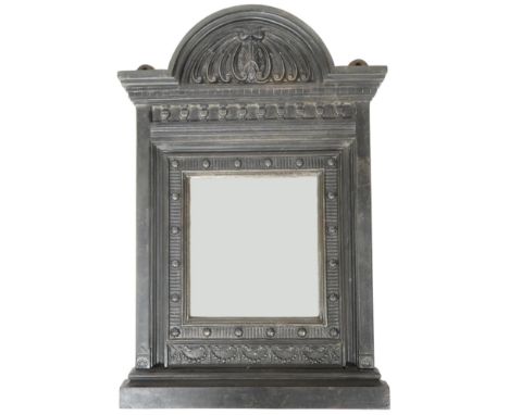A 19TH CENTURY CAST IRON&nbsp; ARCHITECTURAL WALL MIRROR 89cm high x 61cm wide Condition Report:Available upon request