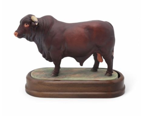 DORIS LINDNER FOR ROYAL WORCESTER - SANTA GERTRUDIS BULL limited edition no. 127/500, printed marks, including a facsimile si