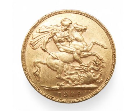 EDWARD VII&nbsp;(1901-1910) SOVEREIGN 1909 Obverse portrait of King Edward VII facing right legend around&nbsp;EDWARDVS VII D