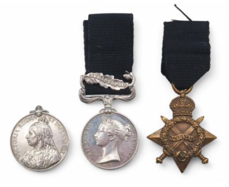 A VICTORIAN CRIMEA MEDAL Awarded to 1476 Francis McAuly, 48th Regiment, with Sebastopol clasp; together with a Queen's South 