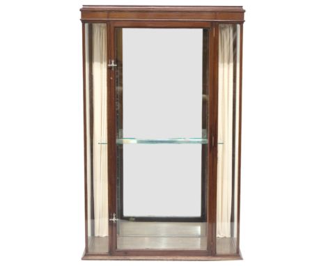 A LARGE LATE 19TH/EARLY 20TH CENTURY MAHOGANY FRAMED HABERDASHERY STYLE SHOPS DISPLAY CABINET&nbsp; with moulded cornice over