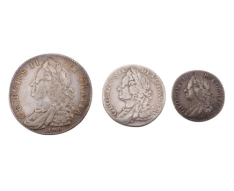 GEORGE II&nbsp;(1727-1760) 1/2 CROWN 1745&nbsp; Obverse Older laureate and draped bust of King George II left, LIMA below, le
