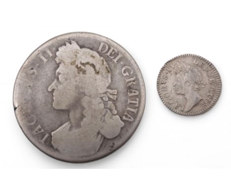 JAMES II&nbsp;(1685-1688) 1 CROWN 1687 Obverse Second laureate and draped bust of King James II left, legend around&nbsp;&nbs