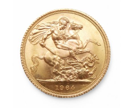 ELIZABETH II&nbsp;(1952-2022) 1 SOVEREIGN 1964 Obverse 1st portrait of Queen Elizabeth II laureate right legend around&nbsp; 