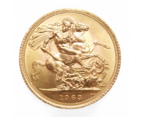 ELIZABETH II&nbsp;(1952-2022) 1 SOVEREIGN 1963 Obverse 1st portrait of Queen Elizabeth II laureate right legend around&nbsp; 