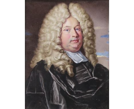 CHRISTIAN FRIEDRICH ZINCKE (GERMAN 1683-1767) PORTRAIT OF HANS FRIEDRICH STEIGER Miniature on enamel, convex, 7 x 5.5cm (2.75