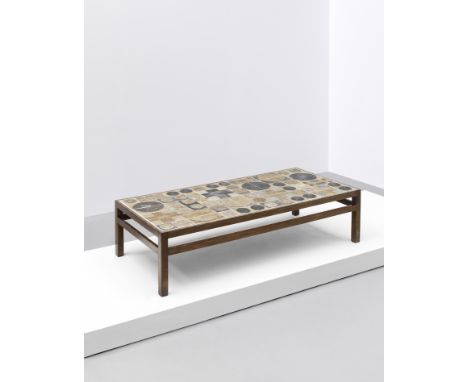 Willy Beck and Tue PoulsenCoffee table, 1960sWenge, glazed earthenware.40 x 156 x 69 Produced by master cabinetmaker Willy Be