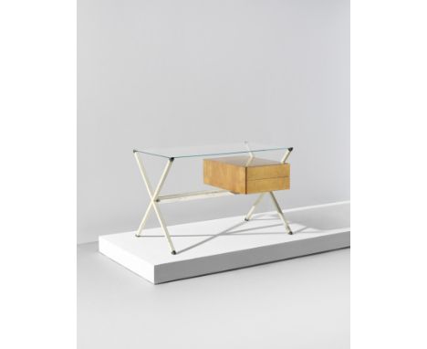 Franco AlbiniDesk, model no. 80, 1950s Painted steel, birch, glass. 71 x 110.5 x 65.5 cm Manufactured by Knoll International,
