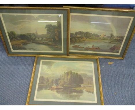 Three framed and glazed etched prints by W & R Havell, 24" x 18" 