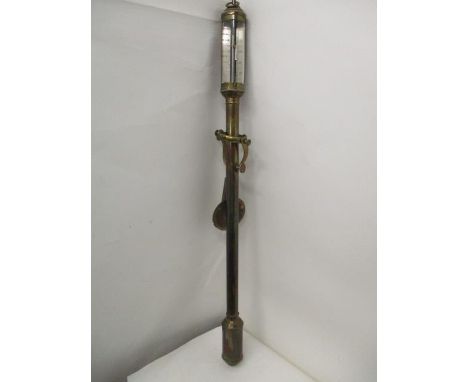 A R N Desterro, Lisbon, modern brass cased ships stick barometer with a silvered dial, 37" h, on a wall mounted gimble 