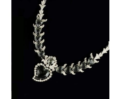 A PASTE COLLAR NECKLACE DESIGNED BY MITCHEL MAER FOR CHRISTIAN DIOR, circa 1955, centred with a foliate cartouche-shaped pane