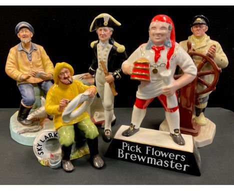 A Royal Doulton figure, The Seafarer, Hn 2455; others The Boatman, Hn2417 (1sts);  The Helmsman, Hn 2499;  The Captain Hn 226