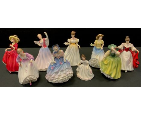 Royal Doulton Figures, Ashley, HN3420, June, HN2991, Amanda, HN3635, Alice, HN368, A Single Red Rose, HN3376, Kathleen, HN360