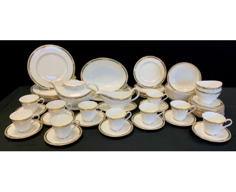 A Royal Doulton Forsyth dinner and tea set, inc eight dinner plates, seven sides plates eight bowls, nine bread plates, tea p