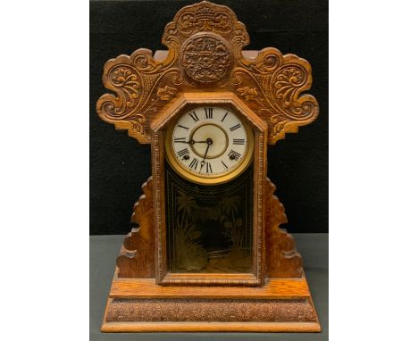 A 19th century Gingerbread clock, 56.5cm high 