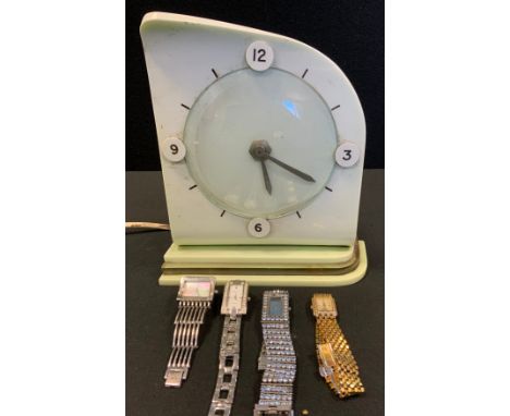 Watches - a Wittnauer gold plated bracelet wristwatch;  others DKNY, D &amp; G,  Benicci;  bakelite Clyde clock 
