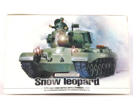 A Radio Controlled Heng Long made 1:16 scale 'Snow Leopard ' RC tank. Fires BB's , with sound and smoke. Appears complete, wi