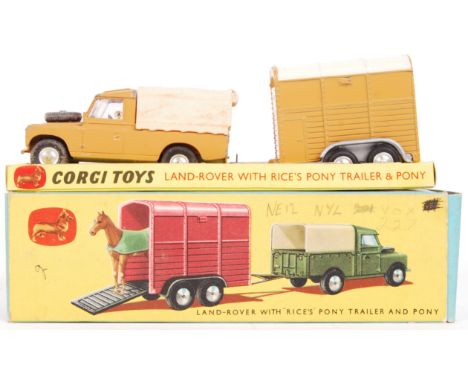 An original vintage Corgi Toys Gift Set No.2 ' Land Rover With Rice's Pony Trailer & Pony .' Model appears fair to good, comp