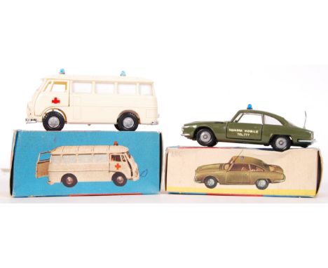 Two original vintage Politoys ' Made In Italy ' plastic model vehicles. Numbers: 83 ( Alfa Romeo 2.600 Auto Polizia ) and 300