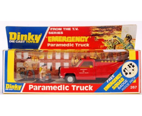 A vintage Dinky Toys diecast model No. 267 Emergency Paramedic Truck. Contents appear mint and unused, within a very near min