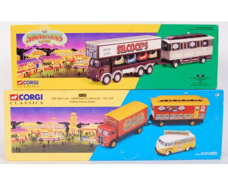 A collection of 2x Corgi Classics 'The Showmans Range' diecast model sets to include; 24801 Leyland Dodgem Truck &amp; Carava