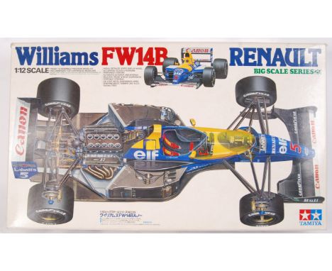 A Tamiya 1:12 scale plastic model kit of a Williams F1 FW14B Renault Formula One racing car. The kit appears totally unused, 