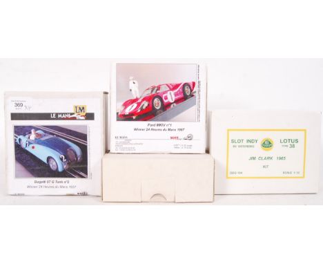 A collection of 4x original contemporary 1/32 scale plastic slot car kits to include; Le Mans Bugatto 57 G Tank no2, Ostorero