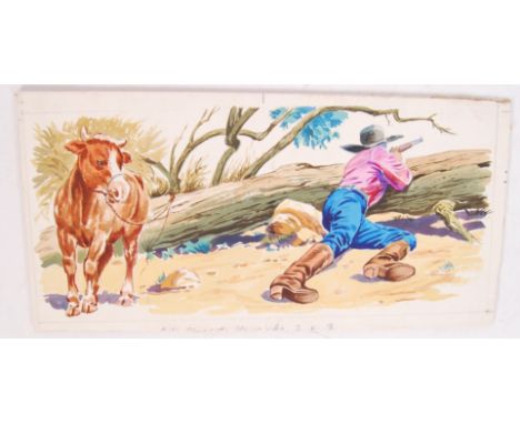 An original vintage 1960's / 1970's panel of artwork from the High Chaparral children's annual. Depicting a cowboy taking aim