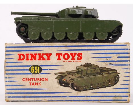 An original vintage Dinky Toys diecast model No. 651 Centurion Tank. Appears within the original box. With both original rubb