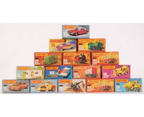 A good collection of 15x original vintage Matchbox Lesney and Superfast boxed diecast models. Condition of each model is eith