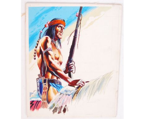An original vintage 1960's / 1970's panel of artwork from the High Chaparral children's annual. Depicting an Indian figure on